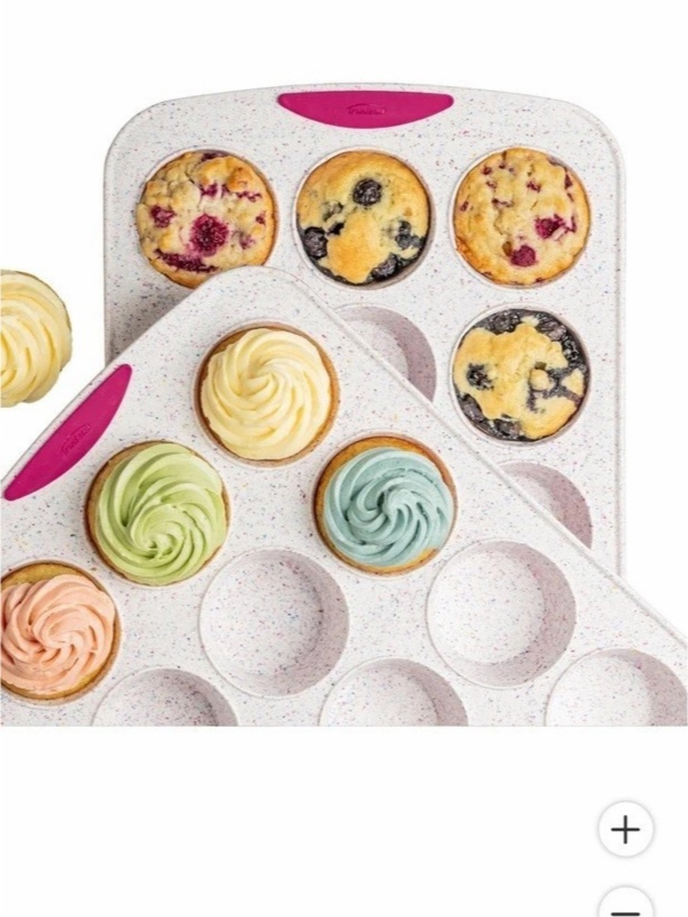 Trudeau Structure Silicone 12-Cup Muffin Pan Pink & White